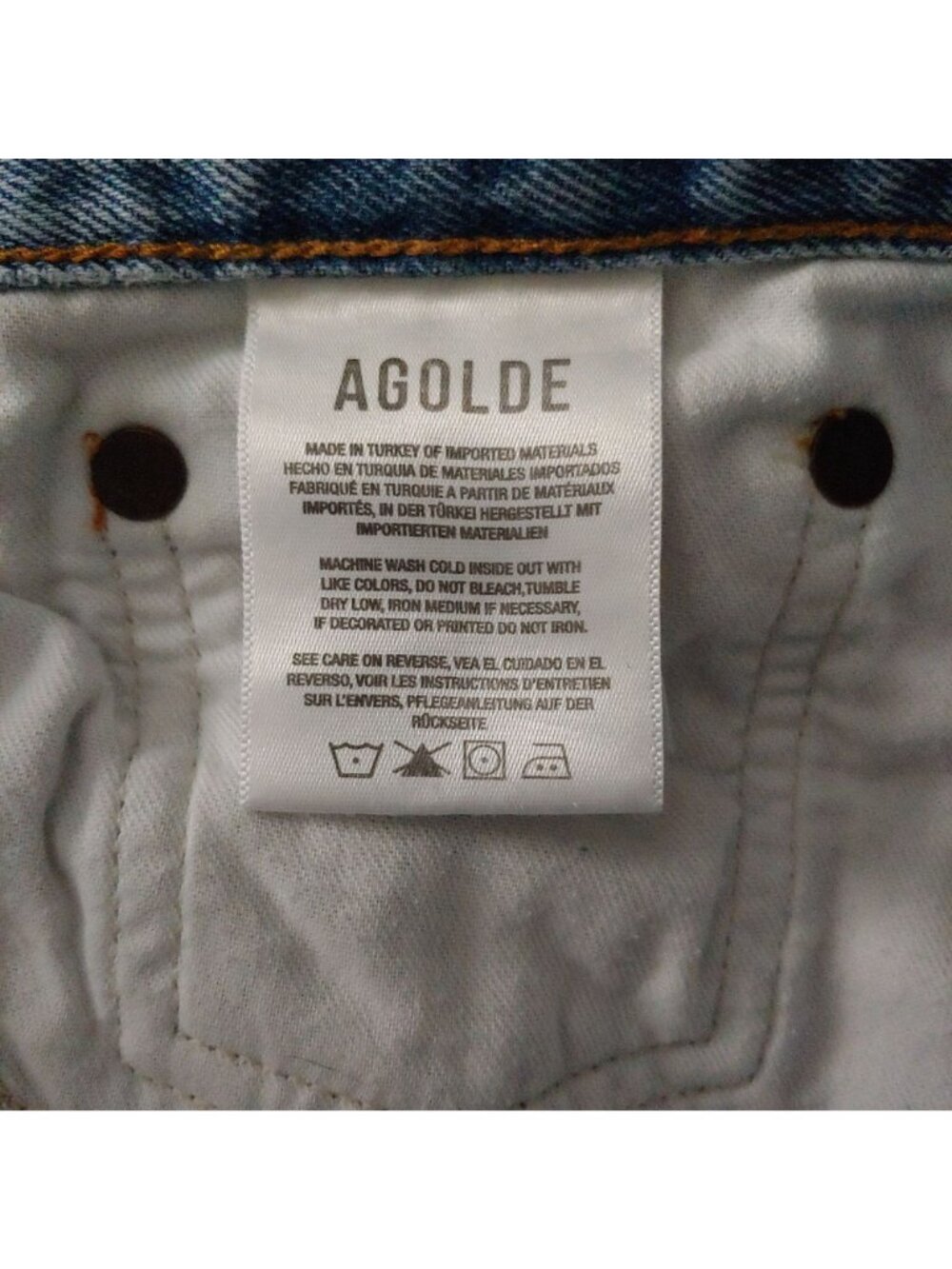 AGOLDE Lana Straight Jeans Riptide 28 Rigid Denim 90s Designer Button Fly Luxury - Picture 8 of 9